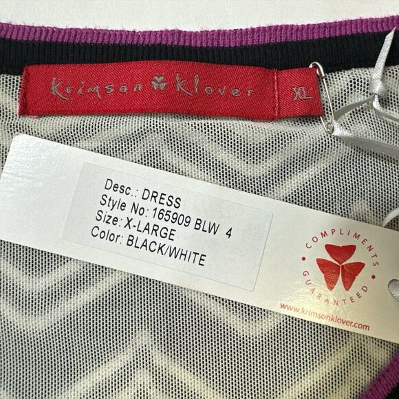 Krimson Klover Chevron Print Knit Sleeveless Dress Women's sz XL NWT Black White - Picture 10 of 12